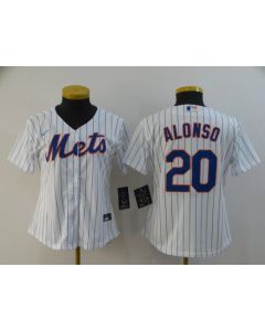 Women's New York Mets #20 Pete Alonso White Cool Base Stitched MLB Jersey(Run Small)