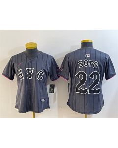 Women's New York Mets #22 Juan Soto Graphite 2024 City Connect Limited Stitched Baseball Jersey(Run Small)