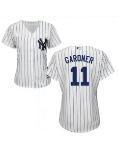 Women's New York Yankees #11 Brett Gardner White Cool Base Stitched Jersey(Run Small)
