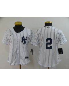 Women's New York Yankees #2 Derek Jeter White Cool Base Stitched Jersey(Run Small)
