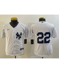 Women's New York Yankees #22 Harrison Bader White Cool Base Stitched Jersey(Run Small)