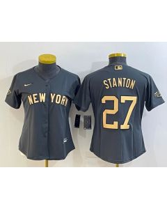 Women's New York Yankees #27 Giancarlo Stanton 2022 All-Star Charcoal Stitched Baseball Jersey(Run Small)