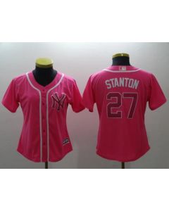 Women's New York Yankees #27 Giancarlo Stanton Pink Cool Base Stitched MLB Jersey