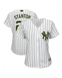 Women's New York Yankees #27 Giancarlo Stanton White 2018 Memorial Day Cool Base Stitched MLB Jersey