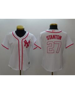 Women's New York Yankees #27 Giancarlo Stanton White Pink Cool Base Stitched MLB Jersey