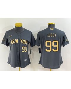 Women's New York Yankees #99 Aaron Judge 2022 All-Star Charcoal Stitched Baseball Jersey(Run Small)