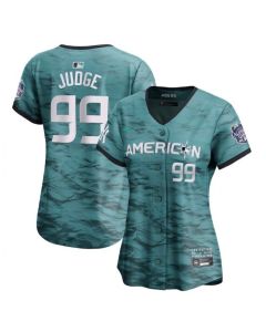 Women's New York Yankees #99 Aaron Judge Teal 2023 Alls-star Cool Base Stitched Jersey(Run Small)