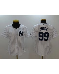 Women's New York Yankees #99 Aaron Judge White Cool Base Stitched MLB Jersey(Run Small) (White)