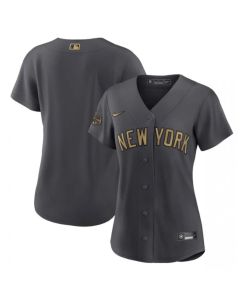 Women's New York Yankees Blank 2022 All-Star Charcoal Stitched Baseball Jersey(Run Small)