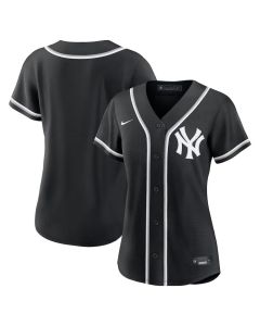 Women's New York Yankees Nike Fashion Replica Black Out Jersey (Black)