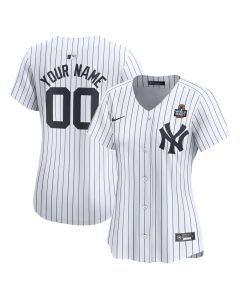 Women's New York Yankees White 2024 World Series Home Custom Limited Jersey