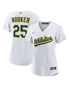 Women's Oakland Athletics #25 Brent Rooker White Home Replica Jersey (White)
