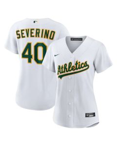Women's Oakland Athletics #40 Luis Severino White Home Replica Jersey (White)