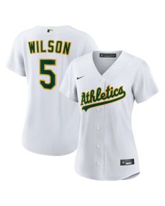 Women's Oakland Athletics #5 Jacob Wilson White Home Replica Jersey