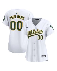 Women's Oakland Athletics White Home Limited Custom Jersey (White)