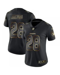 Women's Oakland Raiders #28 Josh Jacobs 2019 Black Gold Edition Stitched NFL Jersey(Run Small)