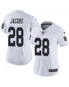 Women's Oakland Raiders #28 Josh Jacobs White Vapor Untouchable Limited Stitched NFL Jersey(Run Small)