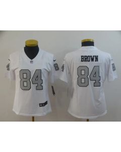 Women's Oakland Raiders #84 Antonio Brown White Limited Rush Stitched NFL Jersey(Run Small)