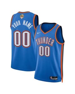 Women's Oklahoma City Thunder Nike Blue 2025 NBA Finals Patch Swingman Icon Edition Custom Jersey