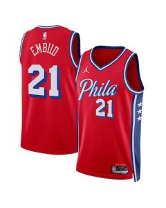 Women's Philadelphia 76ers #21 Joel Embiid Red Swingman Statement Edition Jersey (Red)