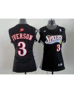 Women's Philadelphia 76ers #3 Allen Iverson Black Alternate NBA Jersey