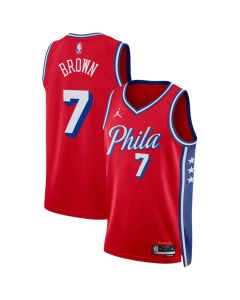 Women's Philadelphia 76ers #7 Jaylen Brown Red 2026 Statement Edition Jersey