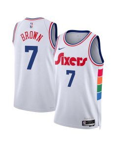 Women's Philadelphia 76ers #7 Jaylen Brown White Swingman City Edition Jersey (White Brown)