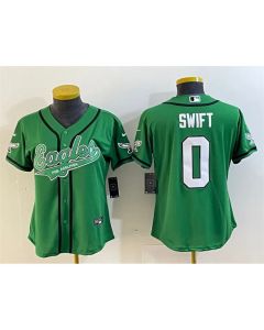 Women's Philadelphia Eagles #0 D'andre Swift Green Cool Base Stitched Baseball Jersey(Run Small)