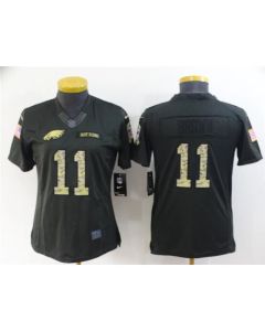 Women's Philadelphia Eagles #11 A. J. Brown Black Salute To Service Stitched Football Jersey(Run Small)