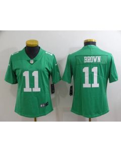 Women's Philadelphia Eagles #11 A. J. Brown Green Vapor Untouchable Limited Stitched Football Jersey(Run Small)
