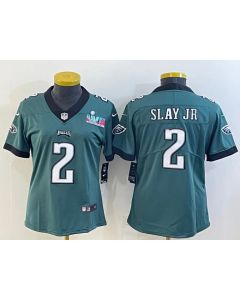 Women's Philadelphia Eagles #2 Darius Slay Jr. Green Super Bowl LVII PatchVapor Untouchable Limited Stitched Football Jersey(Run Small)