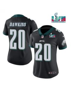 Women's Philadelphia Eagles #20 Brian Dawkins Black Super Bowl LVII PatchVapor Untouchable Limited Stitched Football Jersey(Run Small)
