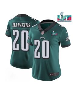 Women's Philadelphia Eagles #20 Brian Dawkins Green Super Bowl LVII PatchVapor Untouchable Limited Stitched Football Jersey(Run Small)