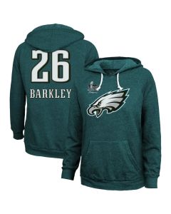 Women's Philadelphia Eagles #26 Saquon Barkley Threads Midnight Green Super Bowl LIX Champions Name & Number Tri-Blend Pullover Hoodie (Green Midnight)