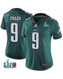 Women's Philadelphia Eagles #9 Nick Foles Green Super Bowl LVII Patch Vapor Untouchable Limited Stitched Football Jersey(Run Small)