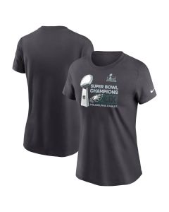Women's Philadelphia Eagles Anthracite Super Bowl LIX Champions Locker Room Trophy Collection T-Shirt (Style 2)