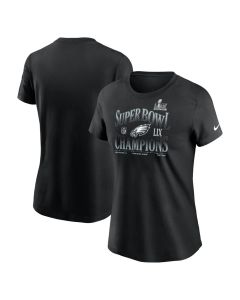 Women's Philadelphia Eagles Black Super Bowl LIX Champions '90s T-Shirt (Black)