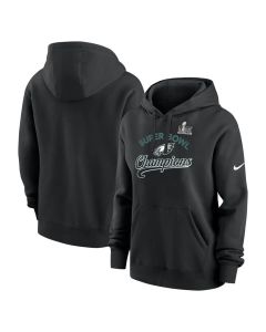 Women's Philadelphia Eagles Black Super Bowl LIX Champions Tailsweep Pullover Hoodie