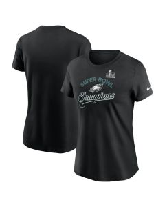 Women's Philadelphia Eagles Black Super Bowl LIX Champions Tailsweep T-Shirt (Black)