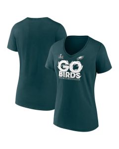 Women's Philadelphia Eagles Midnight Green Super Bowl LIX Champions Local V-Neck T-Shirt (Green Midnight)
