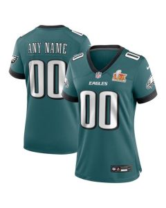 Women's Philadelphia Eagles Midnight Green Super Bowl LIX Custom Game Jersey (Green Midnight)
