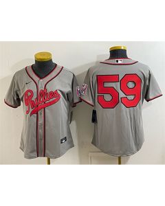 Women's Philadelphia Phillies #59 Jhoan Duran Gray 2026 Field of Dreams Stadium Jersey (Gray)