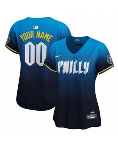 Women's Philadelphia Phillies Blue 2024 City Connect Limited Custom Jersey (Blue)