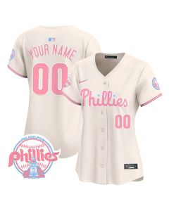 Women's Philadelphia Phillies Bubblegum Cream Vapor Premier Limited Custom Jersey (Cream)