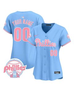 Women's Philadelphia Phillies Bubblegum Light Blue Vapor Premier Limited Custom Jersey (Blue)