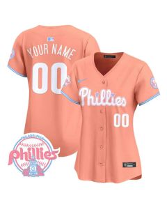 Women's Philadelphia Phillies Bubblegum Peach Vapor Premier Limited Custom Jersey (Style 2)