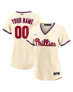 Women's Philadelphia Phillies Cream Alternate Replica Custom Jersey