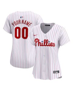 Women's Philadelphia Phillies White Stitched Baseball Custom Jersey (White)