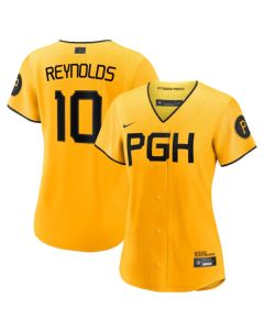 Women's Pittsburgh Pirates #10 Bryan Reynolds Gold 2023 City Connect Stitched Jersey