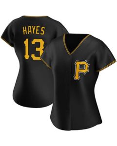 Women's Pittsburgh Pirates #13 Ke'Bryan Hayes Black Home Limited Stitched Baseball Jersey
